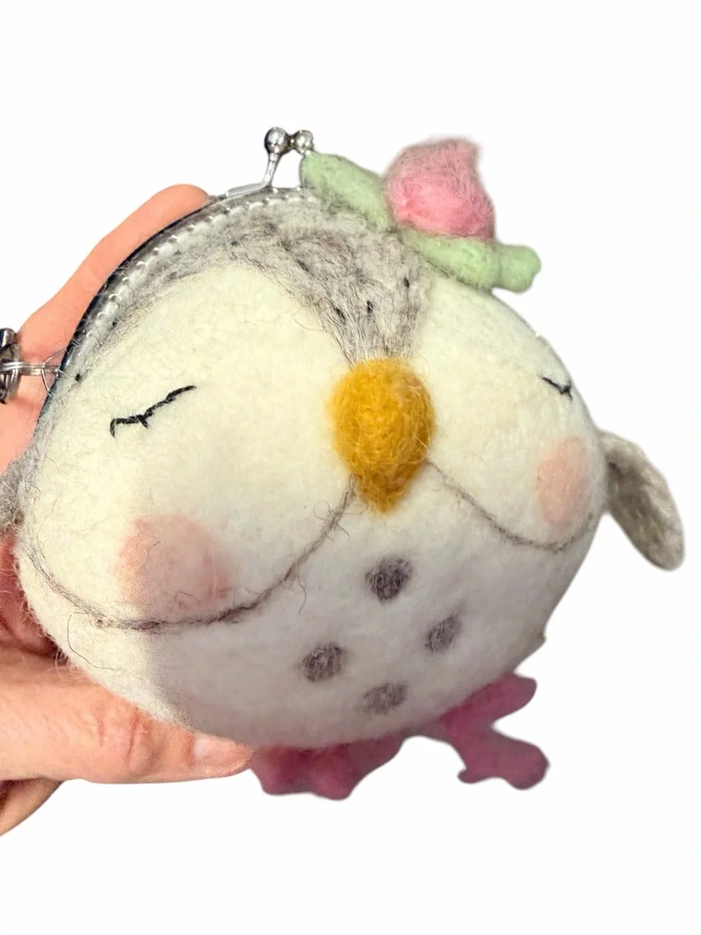 Wild Woolies Olivia Owl Handmade Felted Wool Critter Clutch Purse